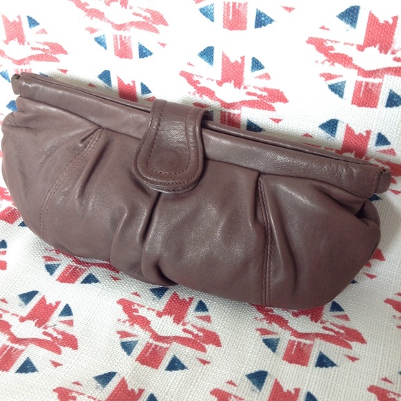 Handbags - Abaco Paris Aubergine Leather Pouch Clutch